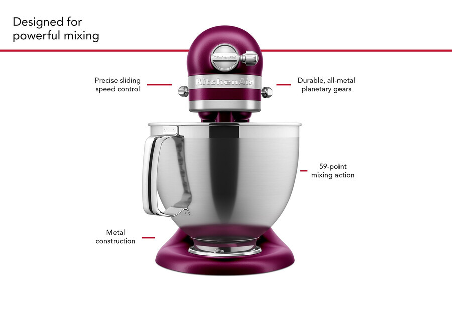 artisan standmixer mit kippbarem kopf – rote bete ksm195