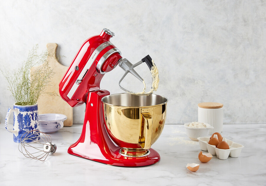47-liter-rührschüssel aus strahlend goldfarbenem edelstahl für ksm5s küchenmaschine mit kippbarem rührkopf